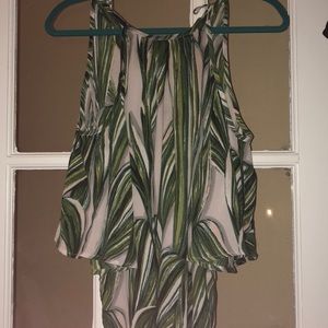 Palm print cold shoulder top